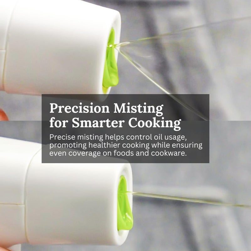 Prepara Simply Mist Olive Oil Sprayer, Chrome Band, White/Green - Image 2